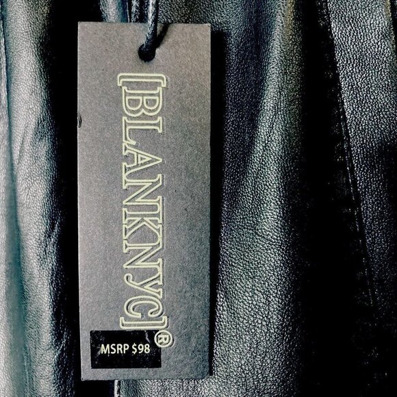 BLANKNYC Black Vegan Leather Elastic Waist Leg Jogger Slash Pockets Pants-28 - Picture 6 of 16